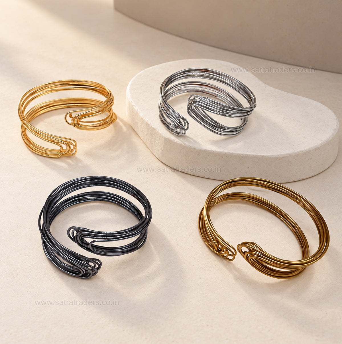 Multi-Layer Swirl Wire MS Iron Kada | 1pc | K72