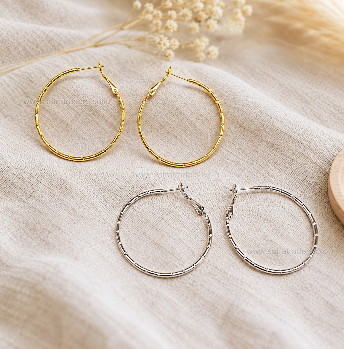 Designer Hoop Brass Earrings Bali | Size : 40mm | Qty : 4pcs | EF107