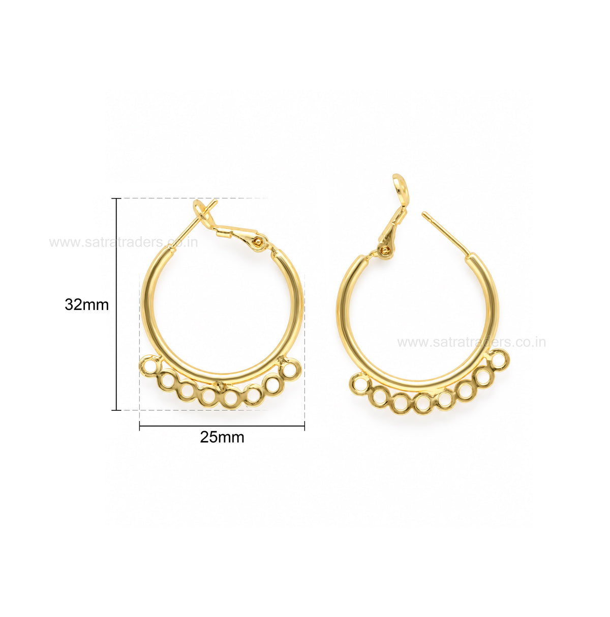 Earring Hoop 8 Naka Brass Bali  | Size : 32mm | Qty : 4pcs | EF112