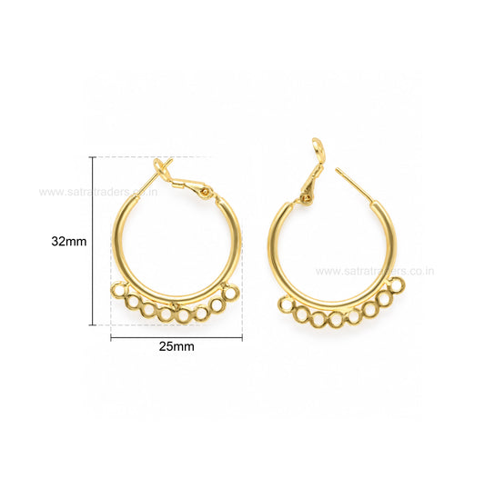 Earring Hoop 8 Naka Brass Bali  | Size : 32mm | Qty : 4pcs | EF112
