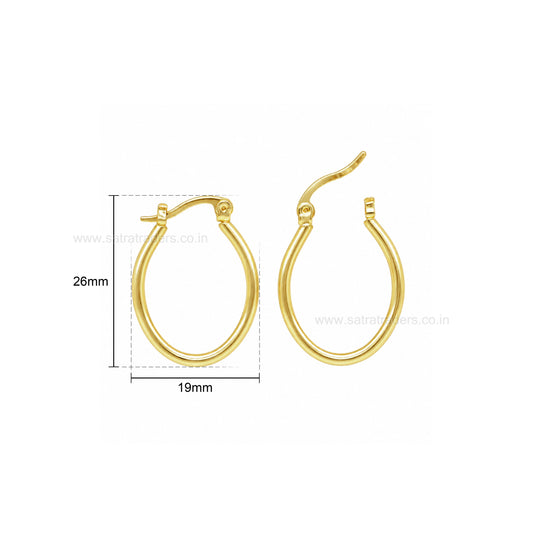 Oval Huggie Hoop Brass Earring Bali  | Size : 26mm | Qty : 6pcs | EF113