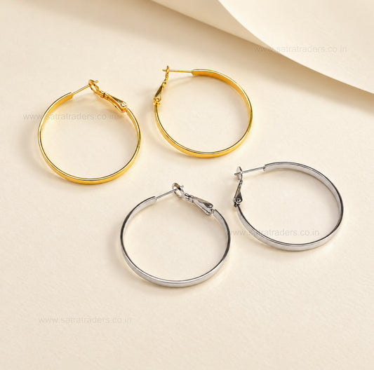 Plain Hoop Brass Earring Bali  | Size : 45mm | Qty : 6pcs | EF115