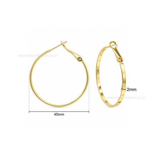 Plain Hoop Brass Earring Bali  | Size : 45mm | Qty : 6pcs | EF115