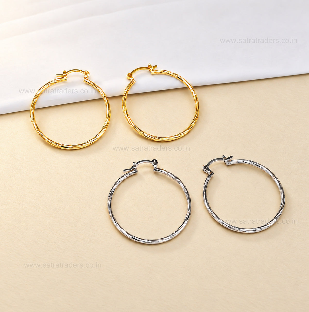 Designer Hoop Brass Earring Bali  | Size : 38mm | Qty : 4pcs | EF117