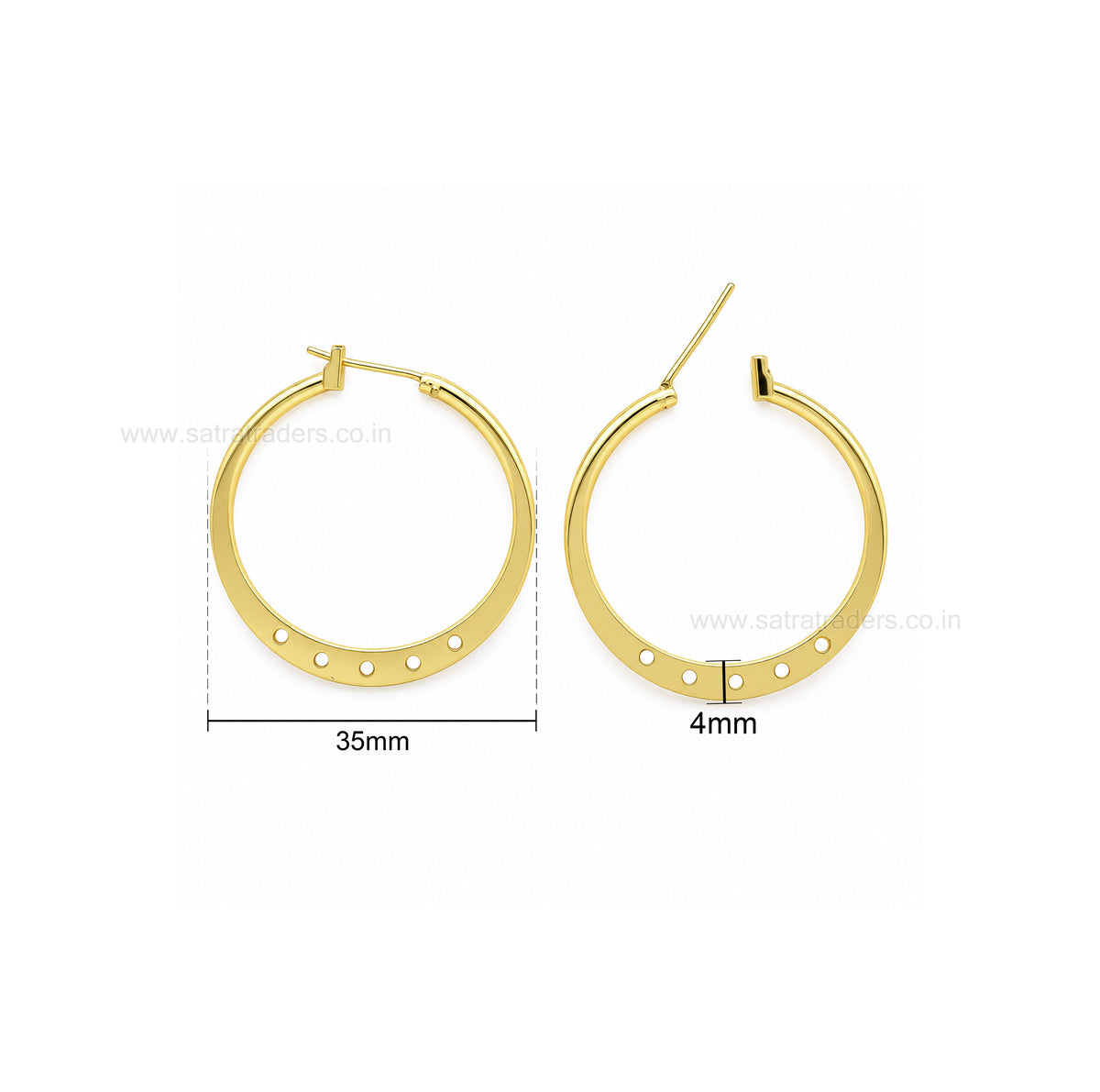 Designer Hoop Brass Earring Bali  | Size : 35mm | Qty : 4pcs | EF118