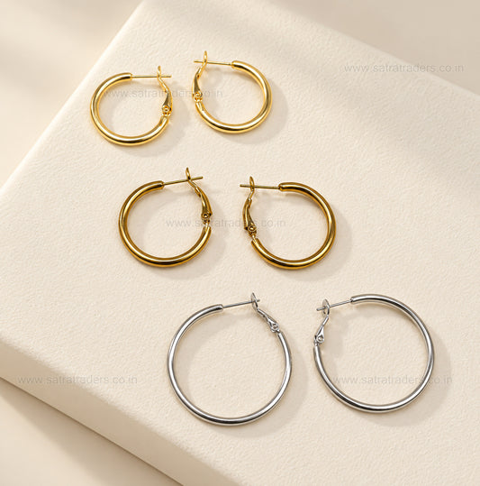 Plain Hoop Lever-Back Brass Earring Bali EF121