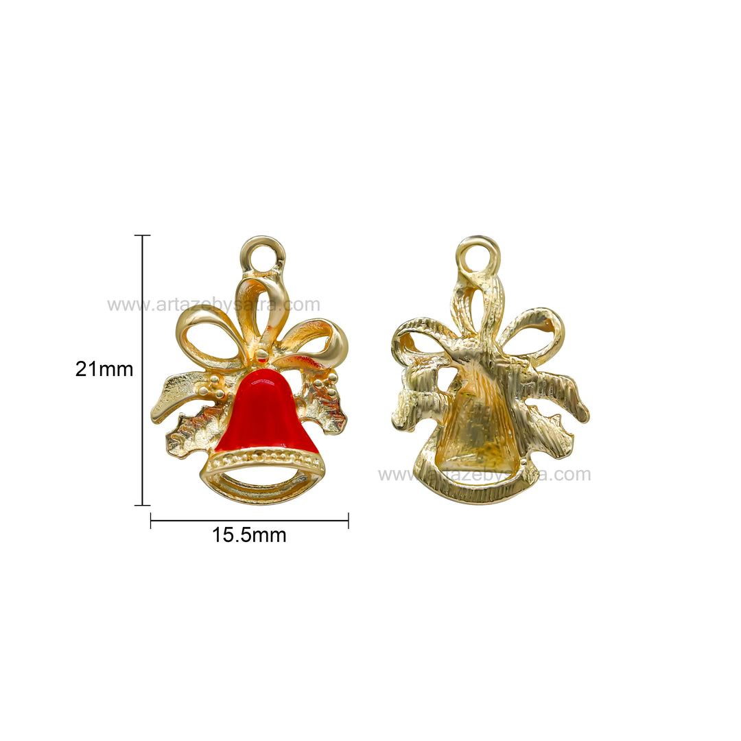 Christmas Bell Enamel Charms | Size : 21mm | Qty : 10pcs