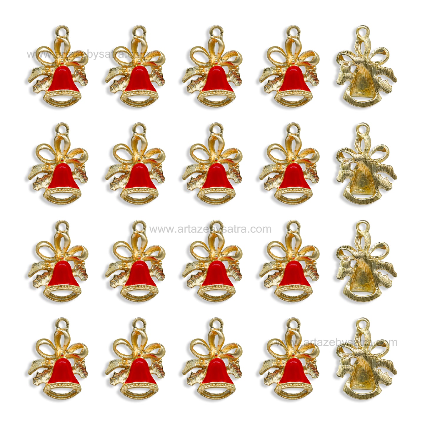 Christmas Bell Enamel Charms | Size : 21mm | Qty : 10pcs