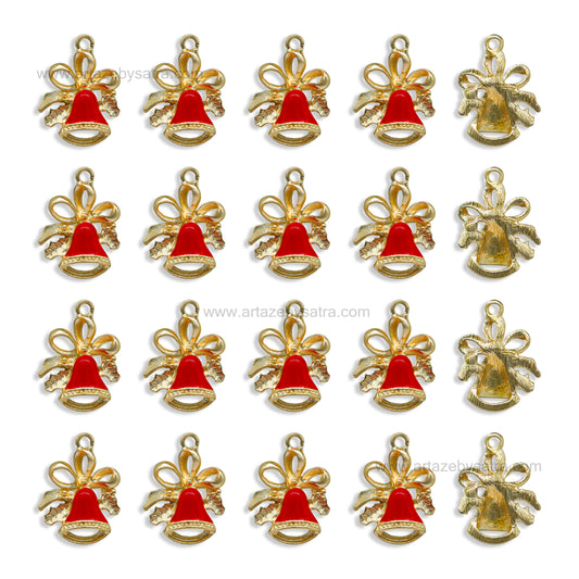 Christmas Bell Enamel Charms | Size : 21mm | Qty : 10pcs