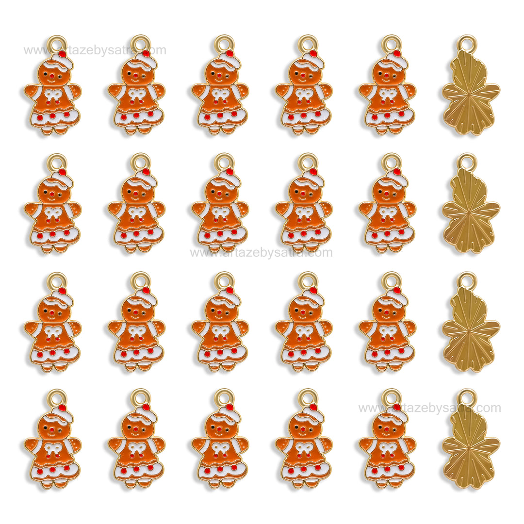 Gingerbread Christmas Enamel Charms | Size : 20mm | Qty : 10pcs