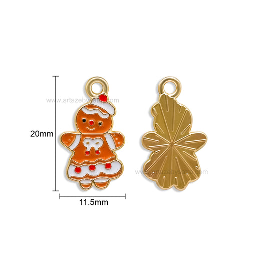 Gingerbread Christmas Enamel Charms | Size : 20mm | Qty : 10pcs