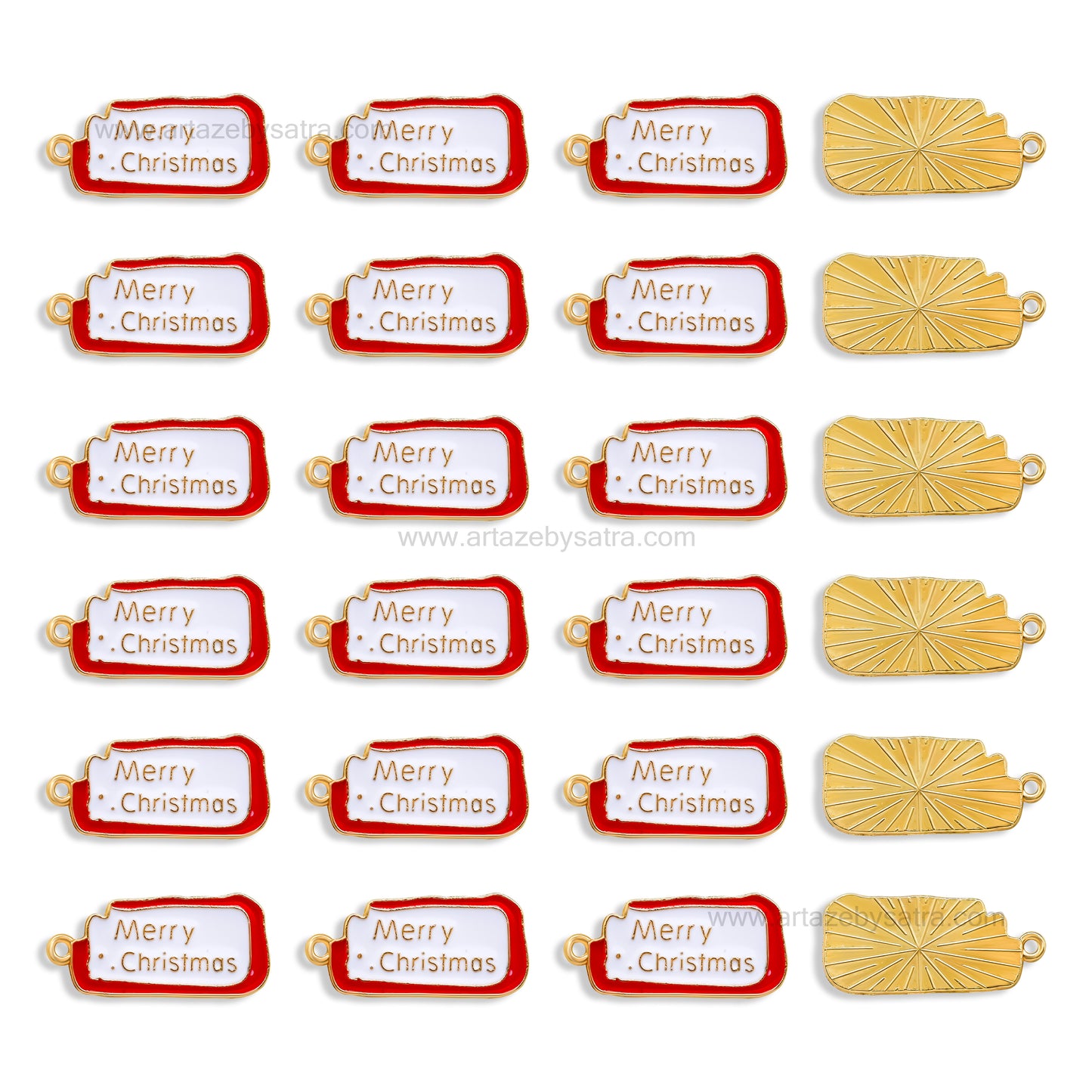 Merry Christmas Enamel Charms | Size : 13mm | Qty : 10pcs