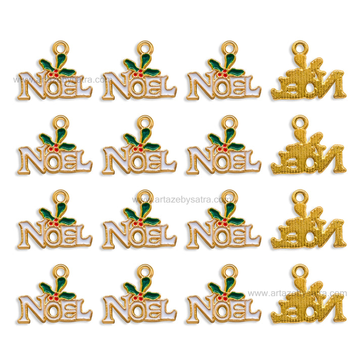 "Noel" Word Charms Enamel Charms | Size : 15mm | Qty : 10pcs