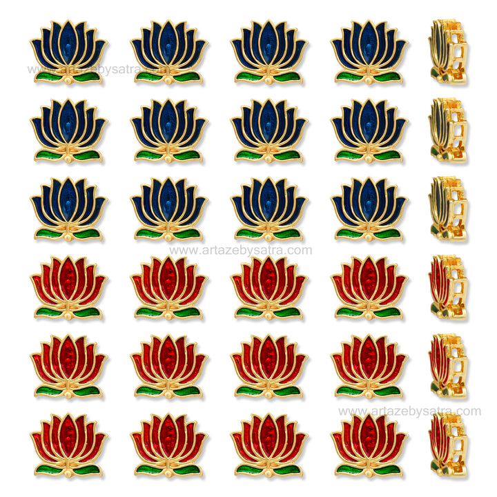 Lotus Meenakari Kundan Beads | Size : 15mm | Qty : 12pcs | MKB71
