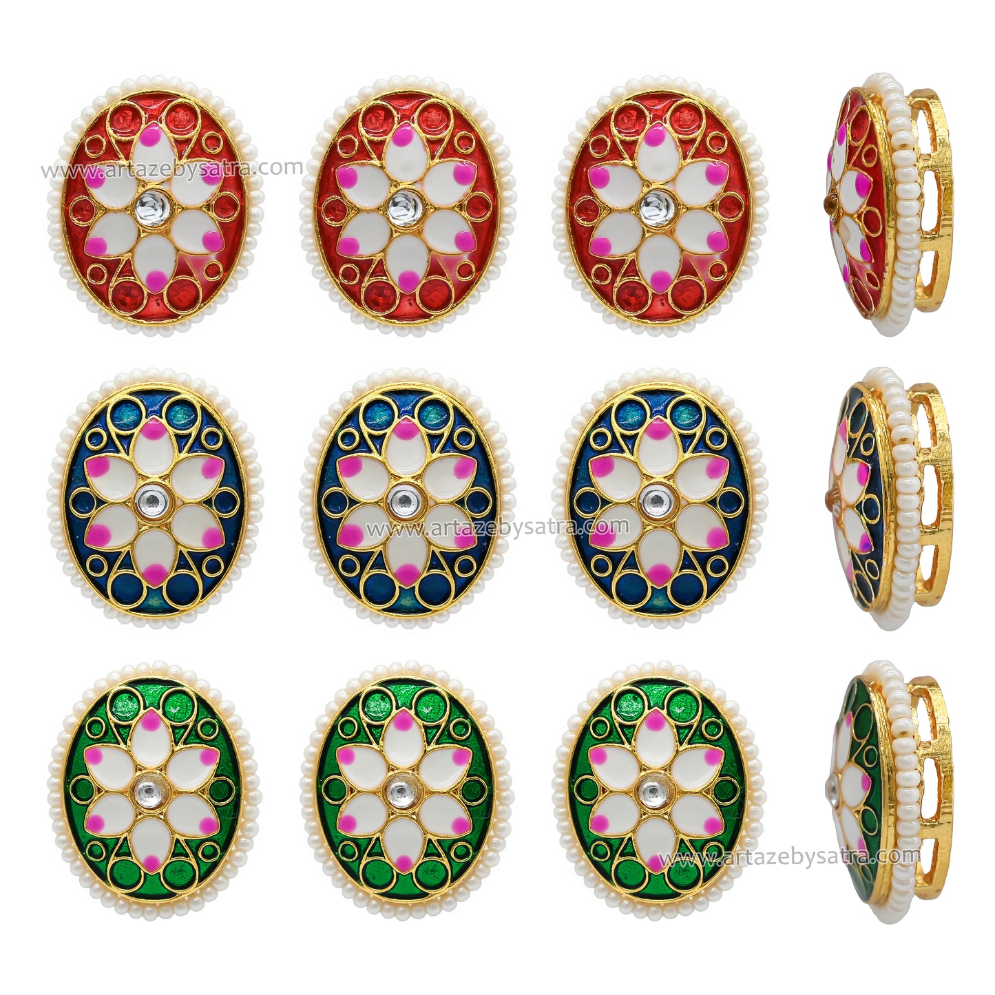 Meenakari Piroi Beads | Size : 18mm | Qty : 12pcs | C-694