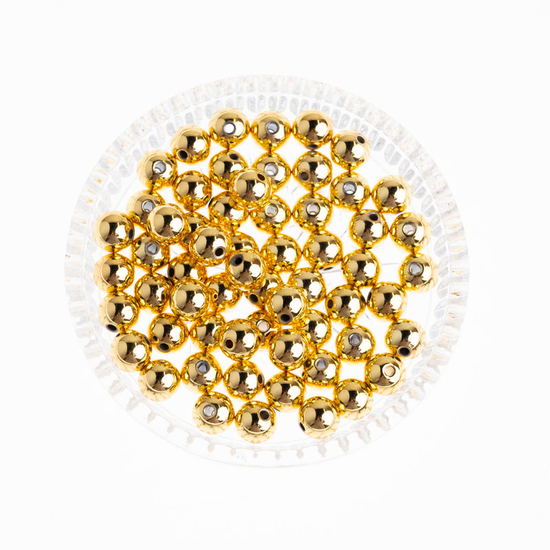 Brass Balls ( 18K Gold Plated ) | Size - 10mm | 10pcs