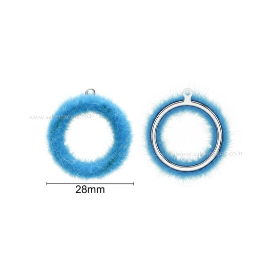 Fuzzy Fur Ring Pendant with Loop | Size : 28mm | Qty : 20pcs