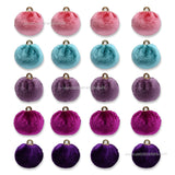 Soft Velvet Pom Pom Charm with Loop | Size : 15mm | Qty : 20pcs