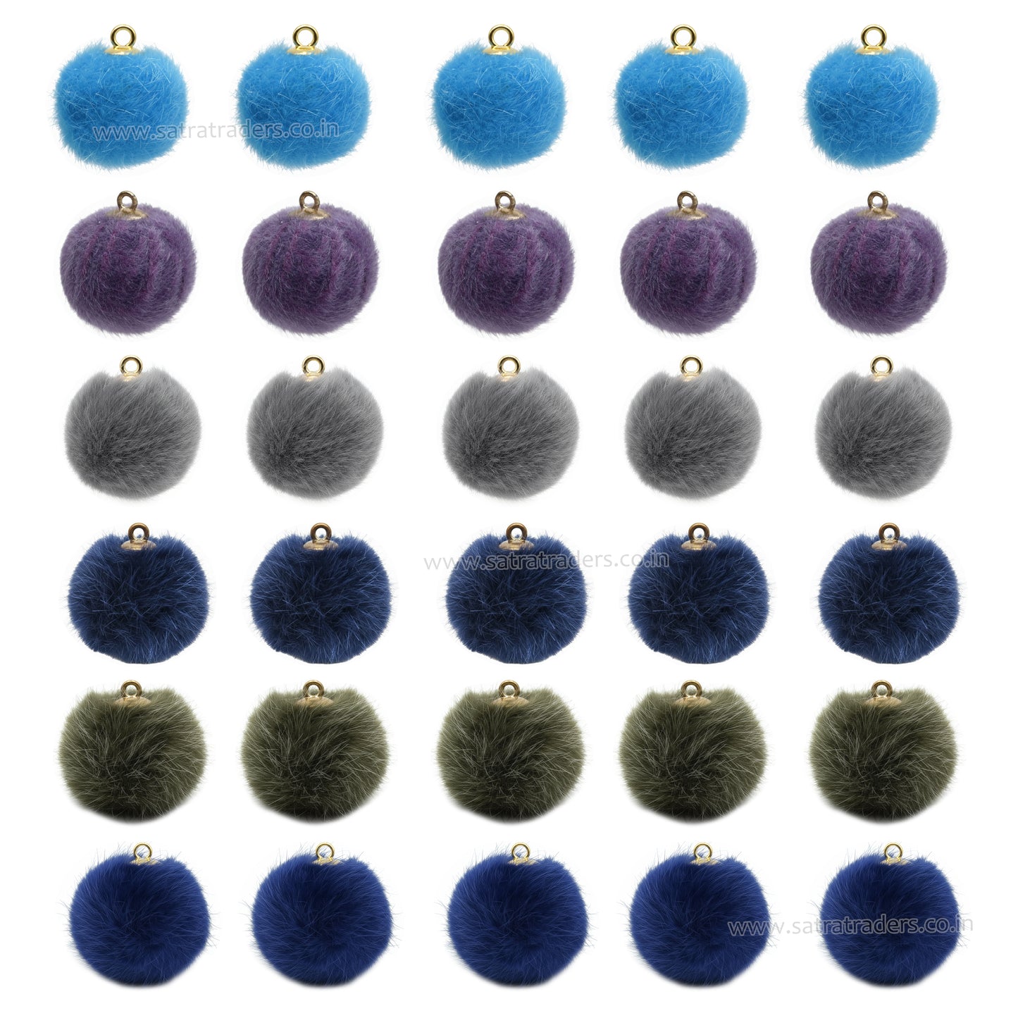 Round Fur Pom Pom Hanging Charm | Size : 20mm | Qty : 20pcs | DP104