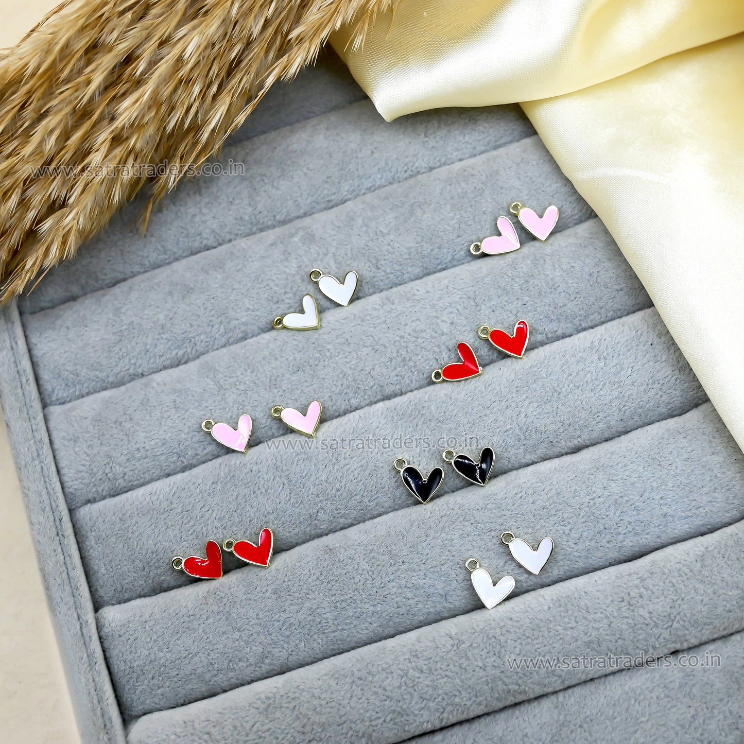 Mini Enamel Heart Charms | Size : 12mm | Qty : 10pcs | CHE35