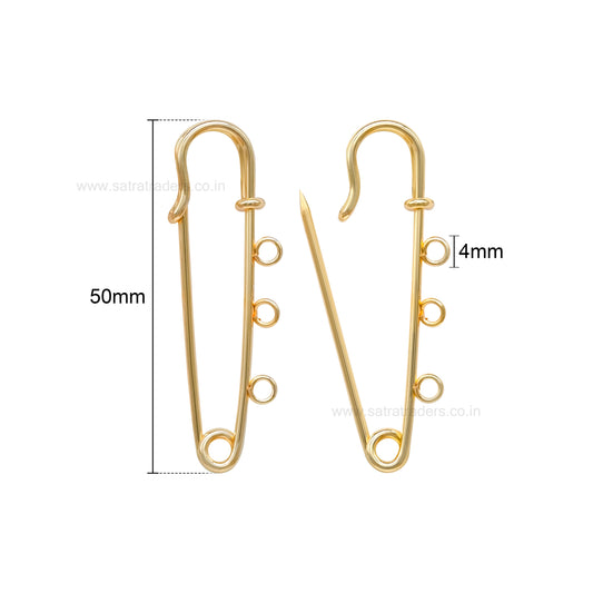 Safety Brooches Pins with 3 Loops |  Qty : 6pcs | BP11
