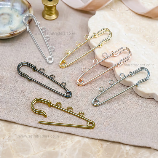 Safety Brooches Pins with 3 Loops |  Qty : 6pcs | BP11