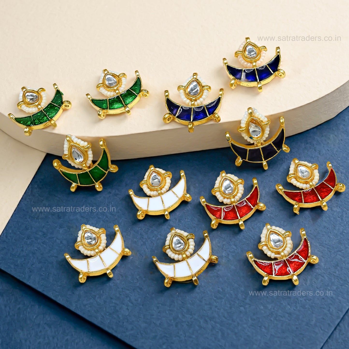 Meenakari Kundan Beads | Size : 22mm | Qty : 12pcs | C-378