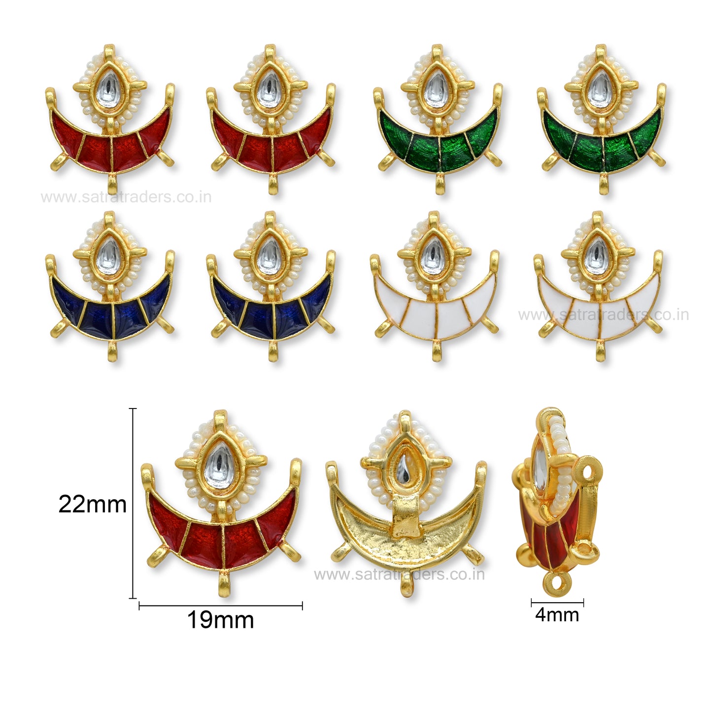 Meenakari Kundan Beads | Size : 22mm | Qty : 12pcs | C-378
