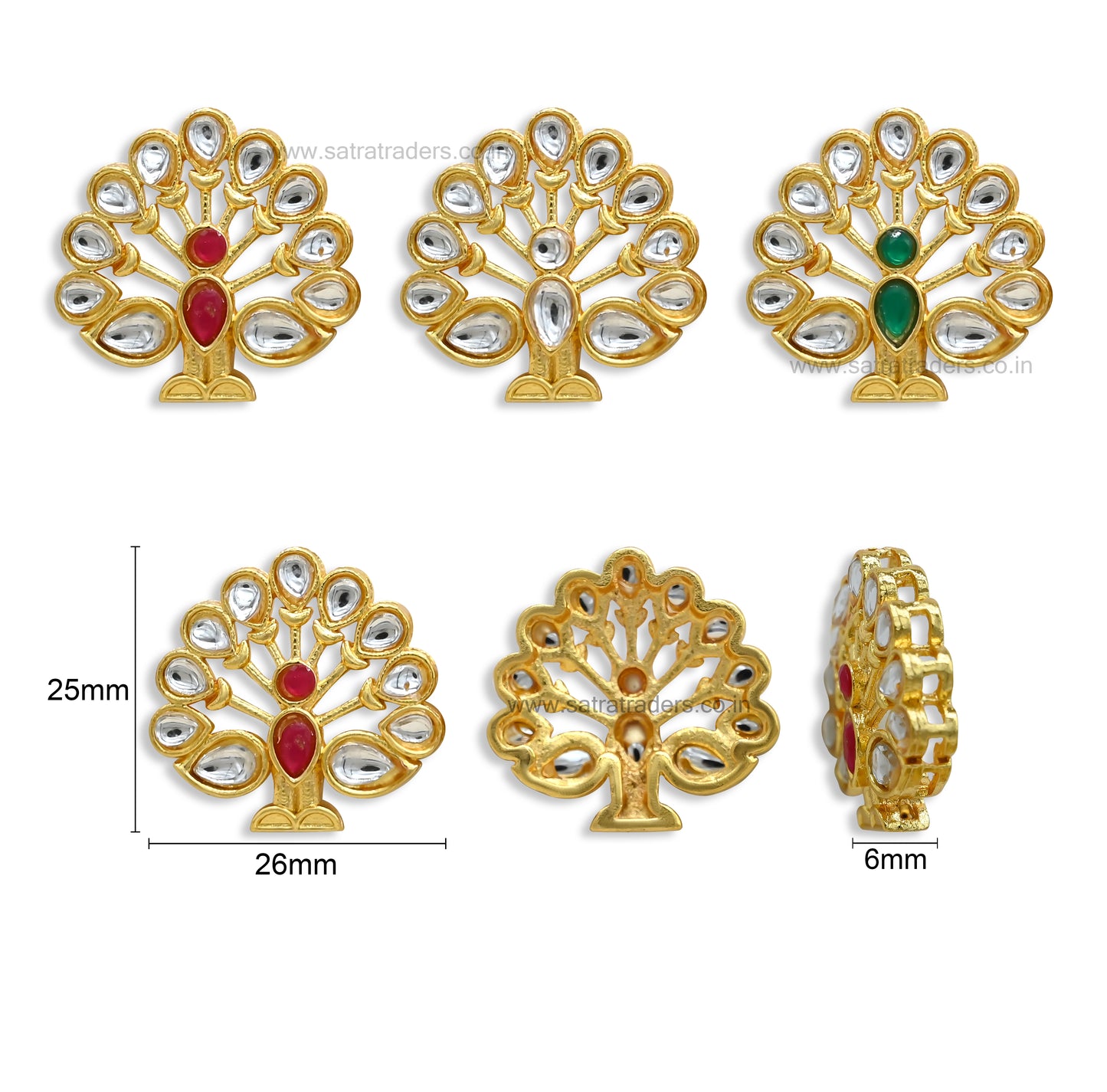 Meenakari Kundan Beads | Size : 25mm | Qty : 12pcs | B112