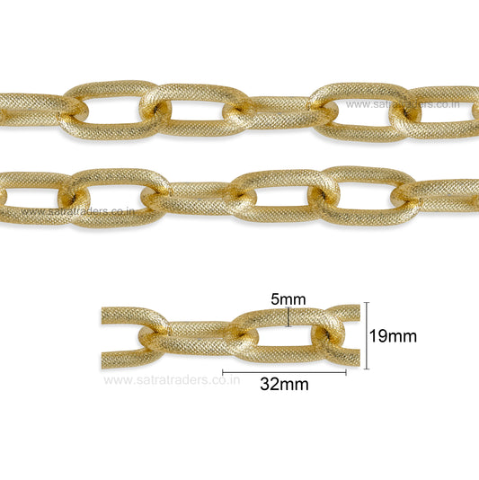 Aluminium Chain | Size : W-19mm H-32mm | Qty : 1mtr | JT-19-35-48
