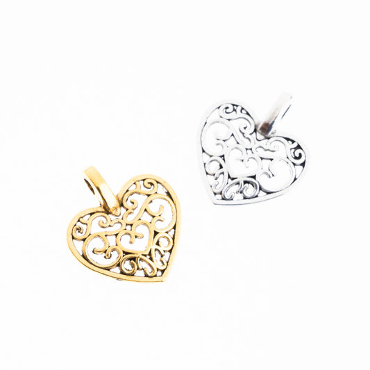 Vintage Heart Alloy Charms | Size : 15mm | Qty : 100g (approx 140pcs)