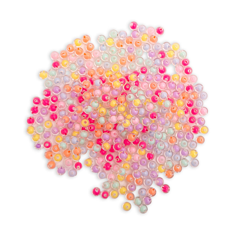 Assorted Round Transparent Pastel Plastic Beads | 100g