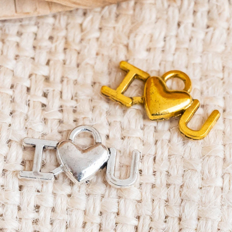 I Love You Alloy Charms | Size-17mm | 20pcs