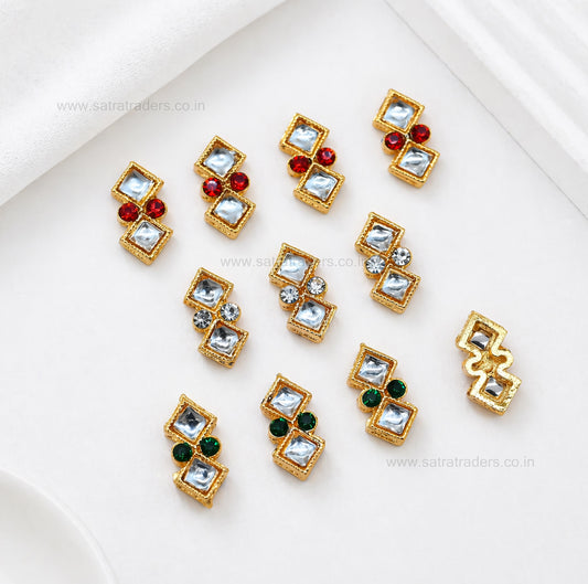 Gold Plated Square Crystal Spacer Beads | Size : 16mm | Qty : 12pcs | MKB113