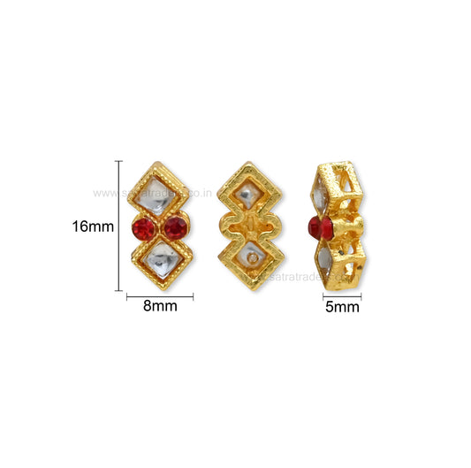 Gold Plated Square Crystal Spacer Beads | Size : 16mm | Qty : 12pcs | MKB113