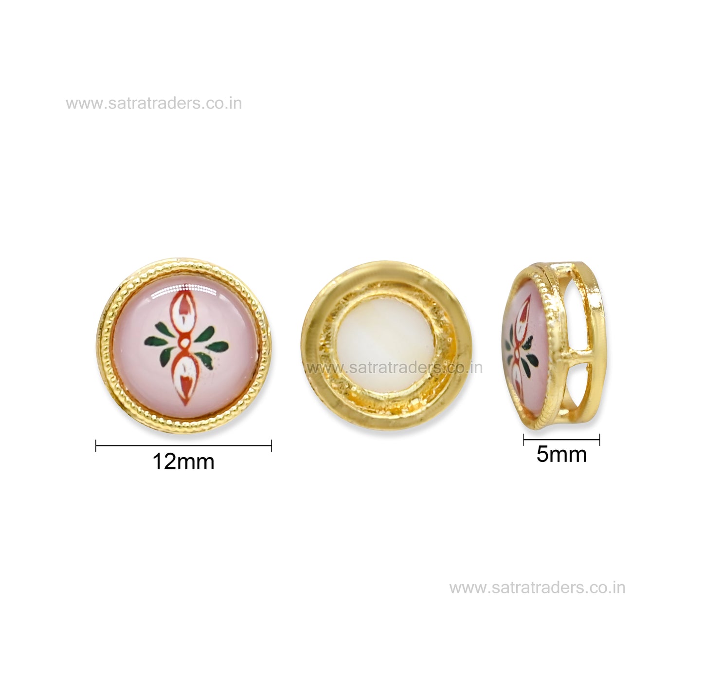 Round Floral Meenakari Beads | Size : 12mm | Qty : 12pcs | MKB116