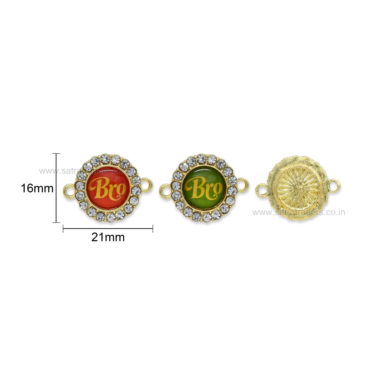 Bro Designer Stone Rakhi Connector Meenakari Beads | Size : 16mm | Qty : 12pcs | MKB117
