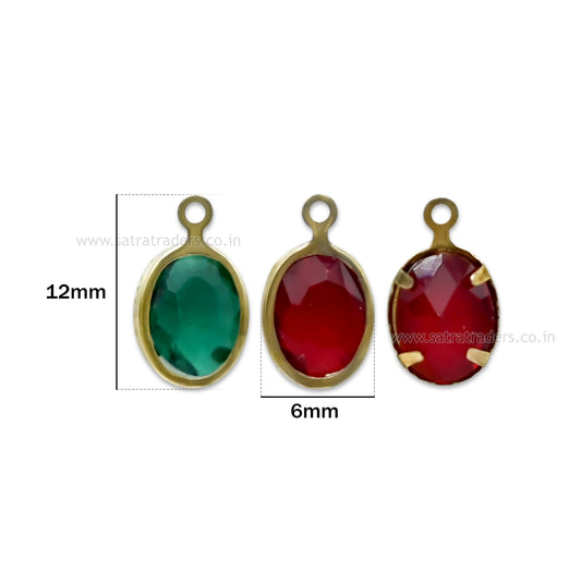 Oval Shape Glass Beads with Brass Loop | Qty : 100pcs | Size : 6mm | GB81