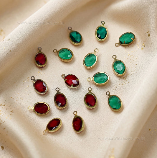 Oval Shape Glass Beads with Brass Loop | Qty : 100pcs | Size : 6mm | GB81