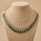 Marquise Glass Charms Gold Chain Necklace | Qty : 1pc