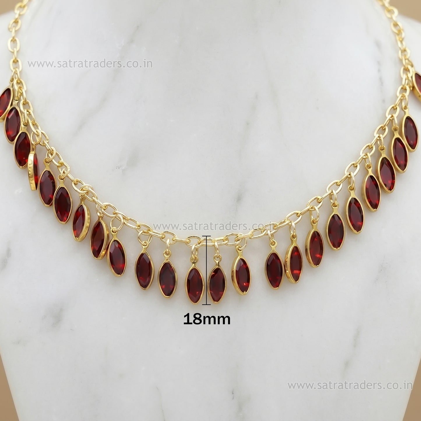 Marquise Glass Charms Gold Chain Necklace | Qty : 1pc