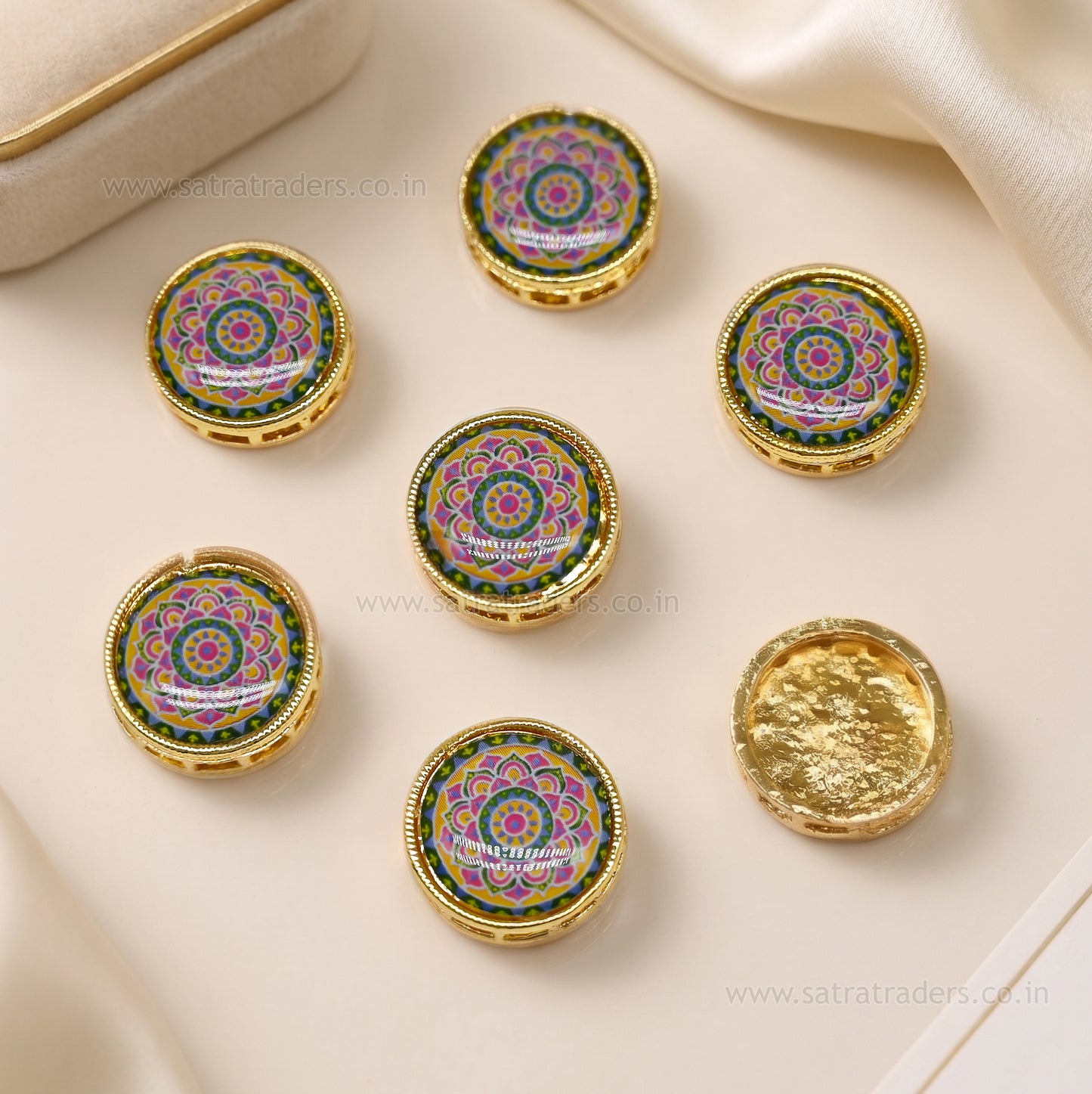 Meenakari Mandala Designer Beads | Size : 16mm | Qty : 12pcs | MKB120