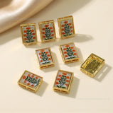 Meenakari Floral Rectangle Beads | Size : 16mm | Qty : 12pcs | MKB121