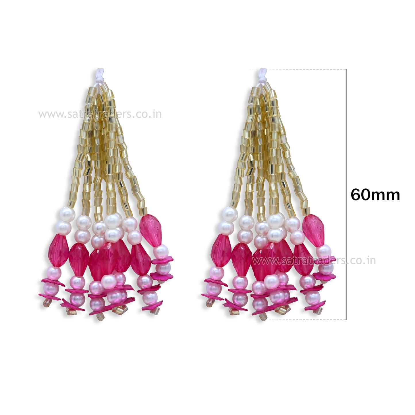 Pearl & Acrylic Bead Hanging Tassels | Size : 60mm | Qty : 10pcs | T15