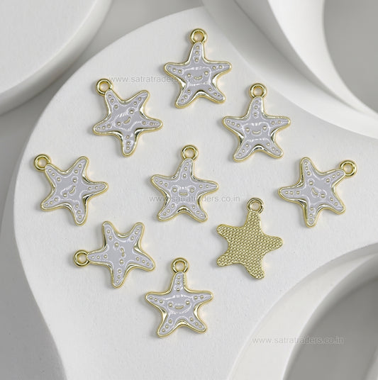 Cute Smiling Starfish Enamel Charms | Size : 21mm | Qty : 10pcs | CHE167