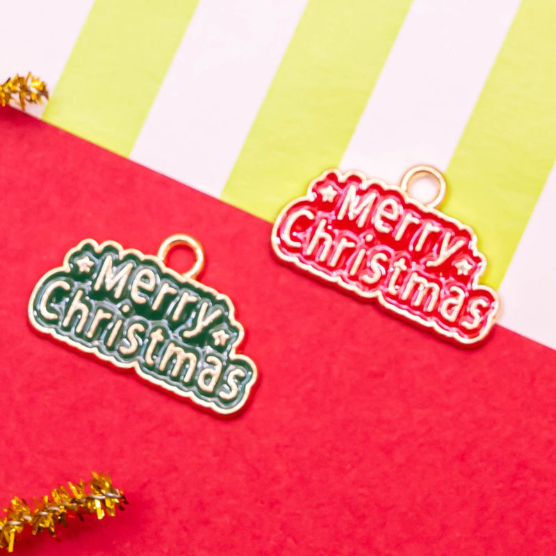 Merry Christmas Charms | Size : 20mm | 6pcs