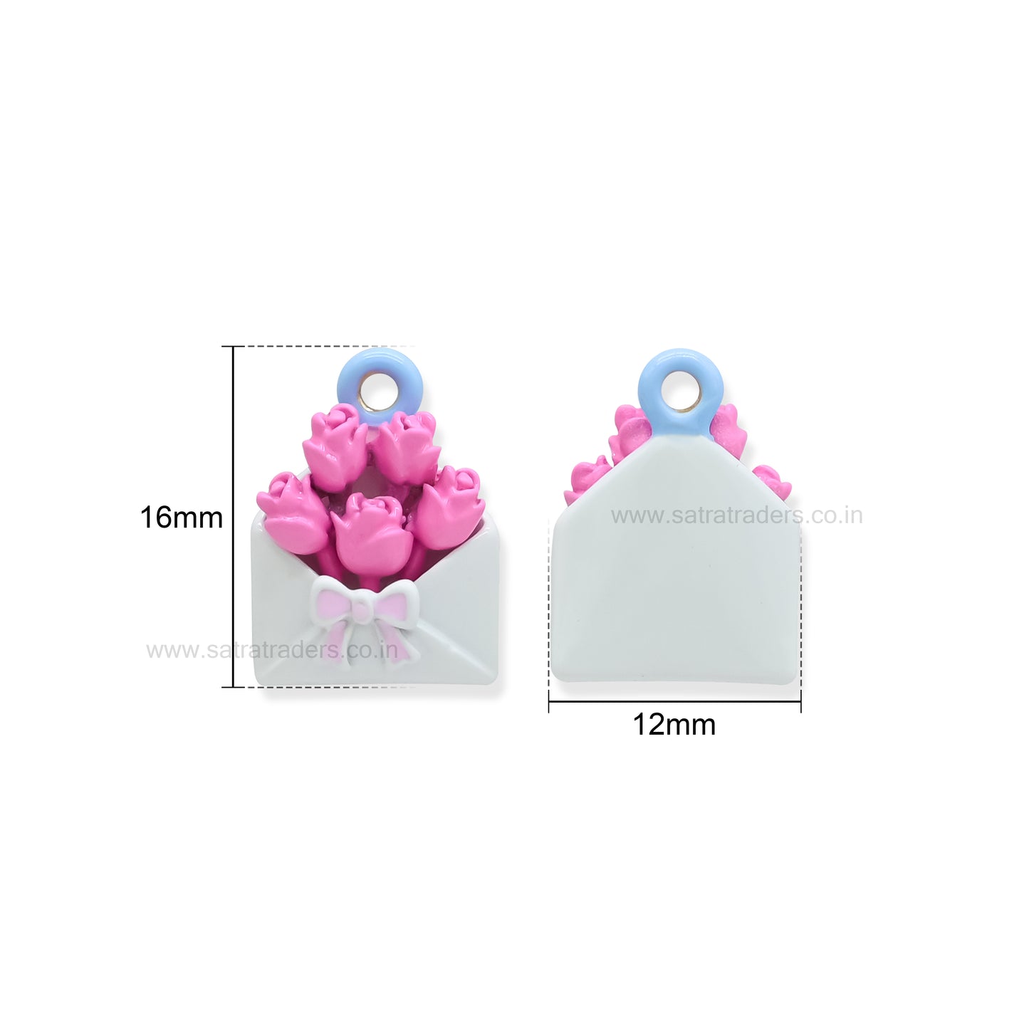 Rose Flower Envelope Charm | Size : 16mm | Qty : 1pcs |
