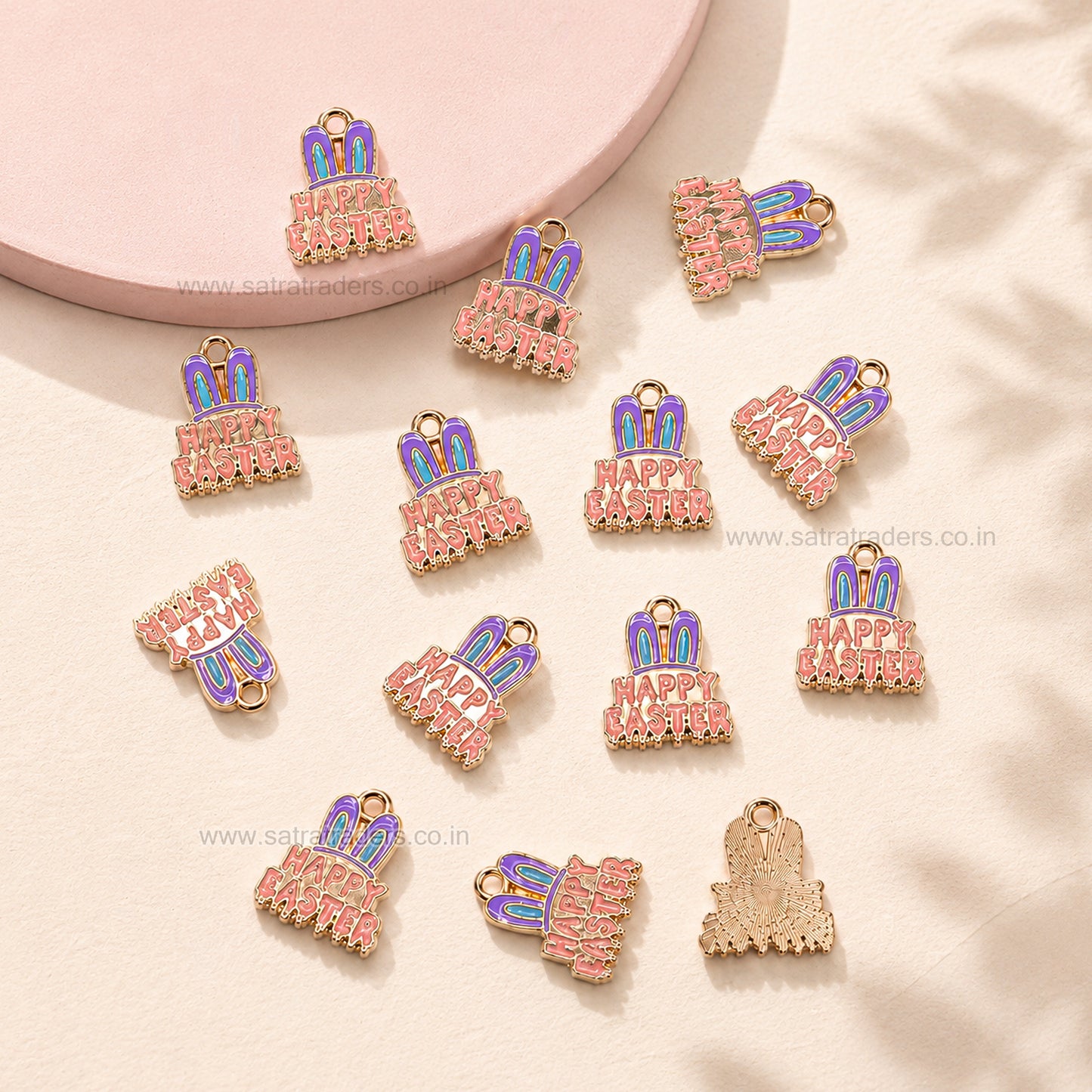 Happy Easter Bunny Ears Enamel Charm | Qty : 10pcs | CHE201