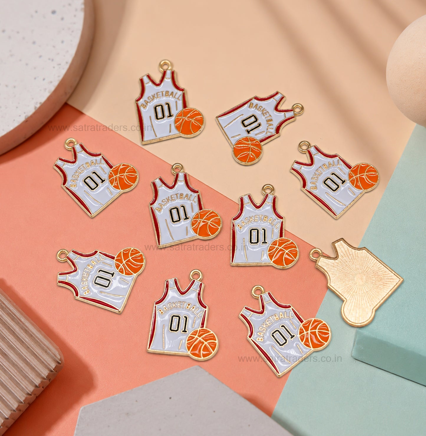 Basketball Jersey Enamel Charm | Size : 20mm | Qty : 10pcs | CHE203