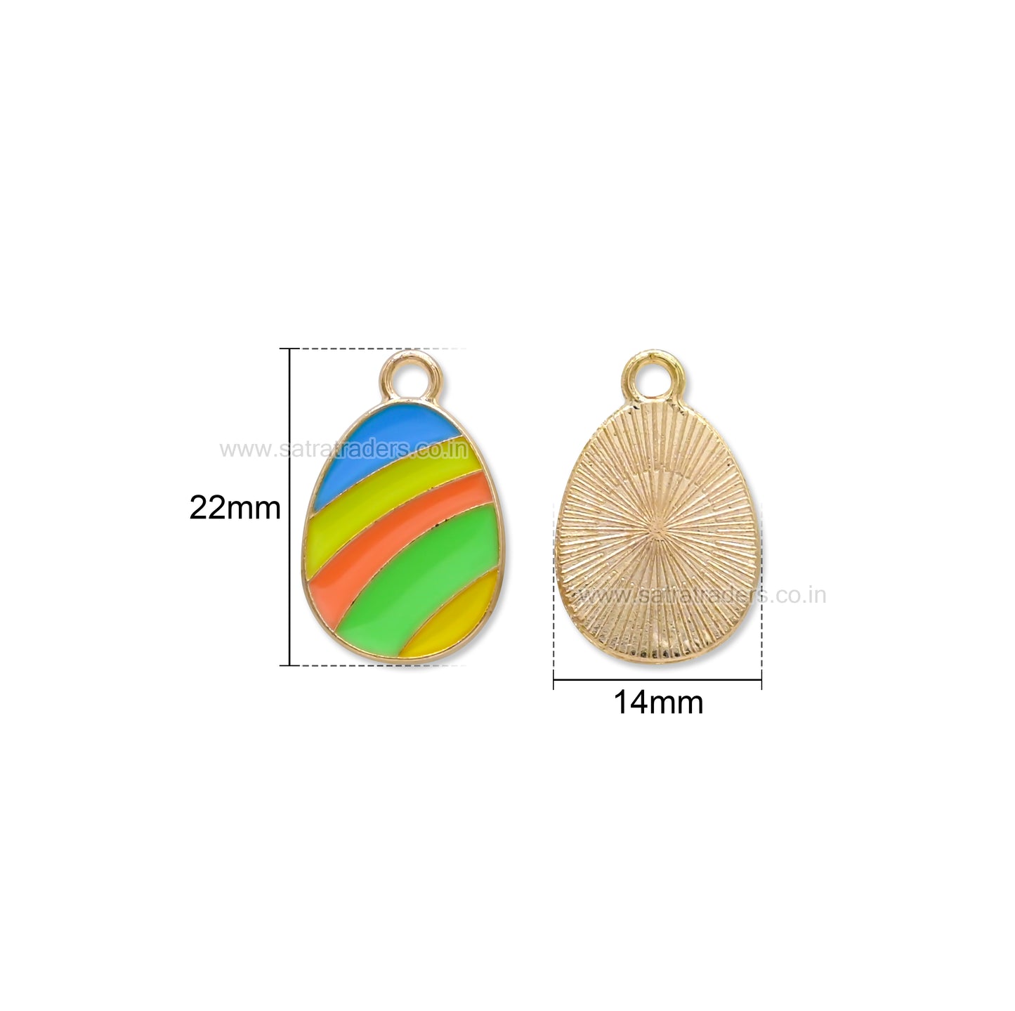 Multi-Color Striped Enamel Easter Egg Charm | Size : 22mm | Qty : 10pcs | CHE210
